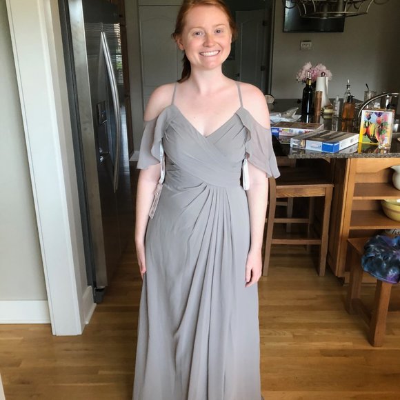 Azazie Dakota Bridesmaids Dress Color Silver Like Size 8 NWT - Picture 5 of 5